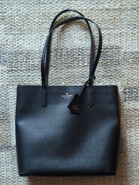 Kate Spade Black Faux Leather Tote with Hang Tag